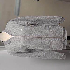 Top Marks Size M Light Grey Zip Up Fleece Lined Sweater